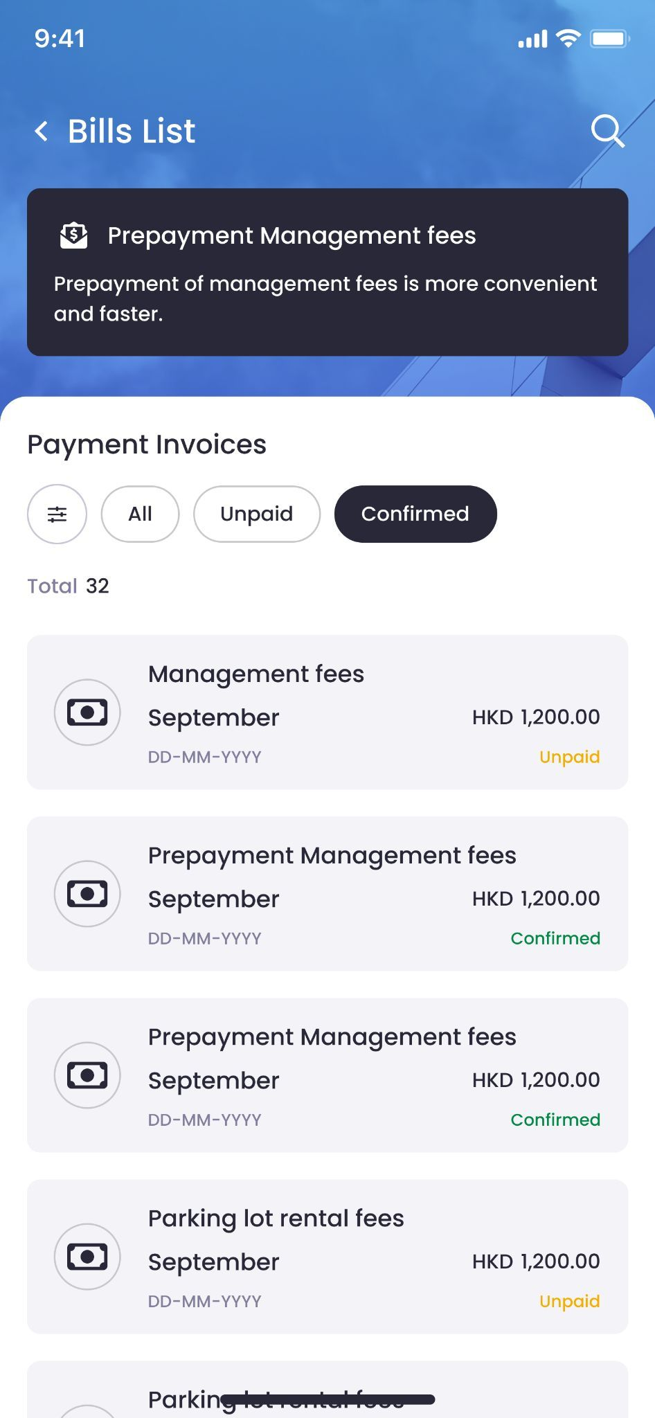 Management-fee billing and payment (1/2)