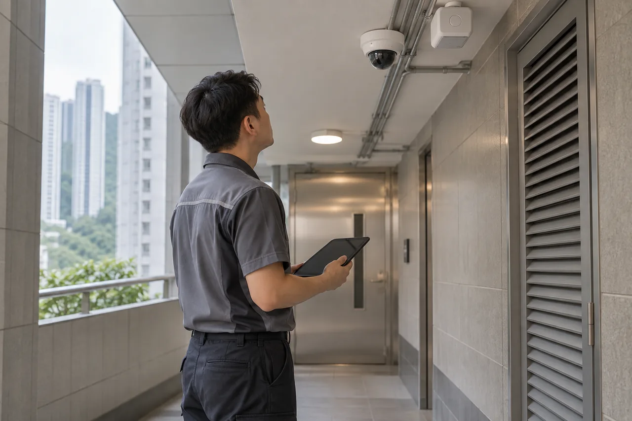 Property maintenance work area for following up on equipment events