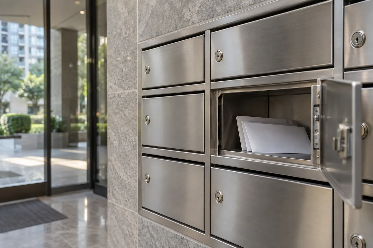 Open residential mailbox containing envelopes