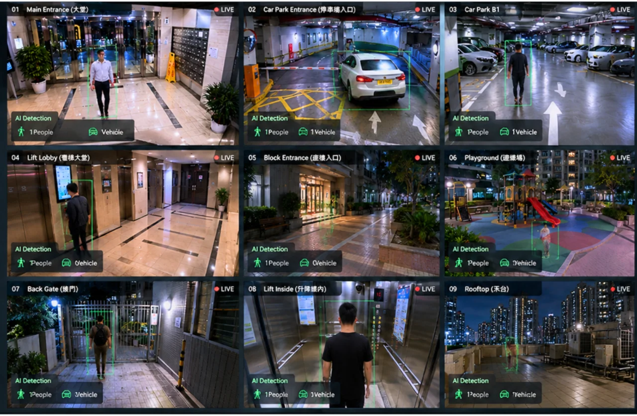 AI CCTV 监控设备与操作示意